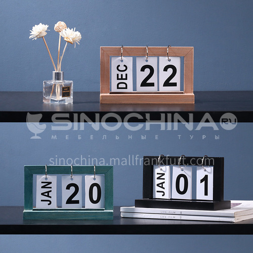 Countdown small calendar decoration creative wooden diy page flip desk calendar wooden calendar decoration BJ057